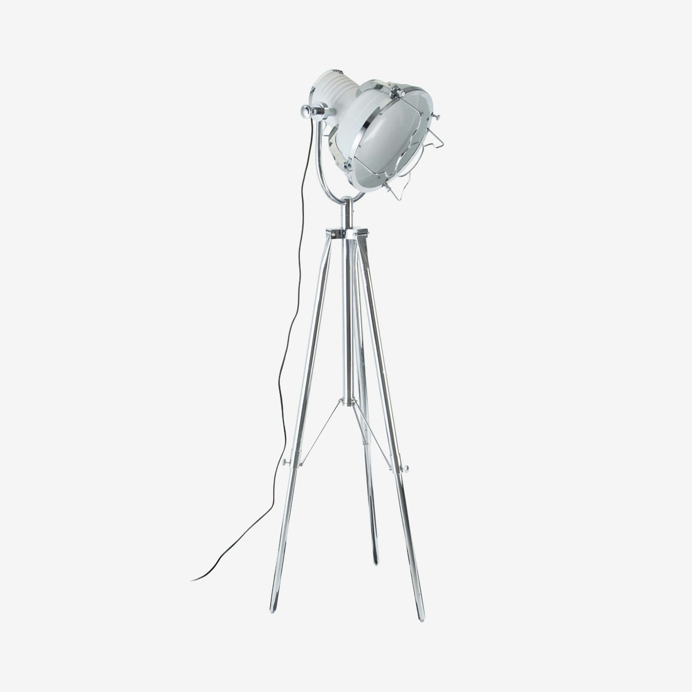 Industrial Revolution Tripod Floor Lamp - White - Chrome by Fifty Five South