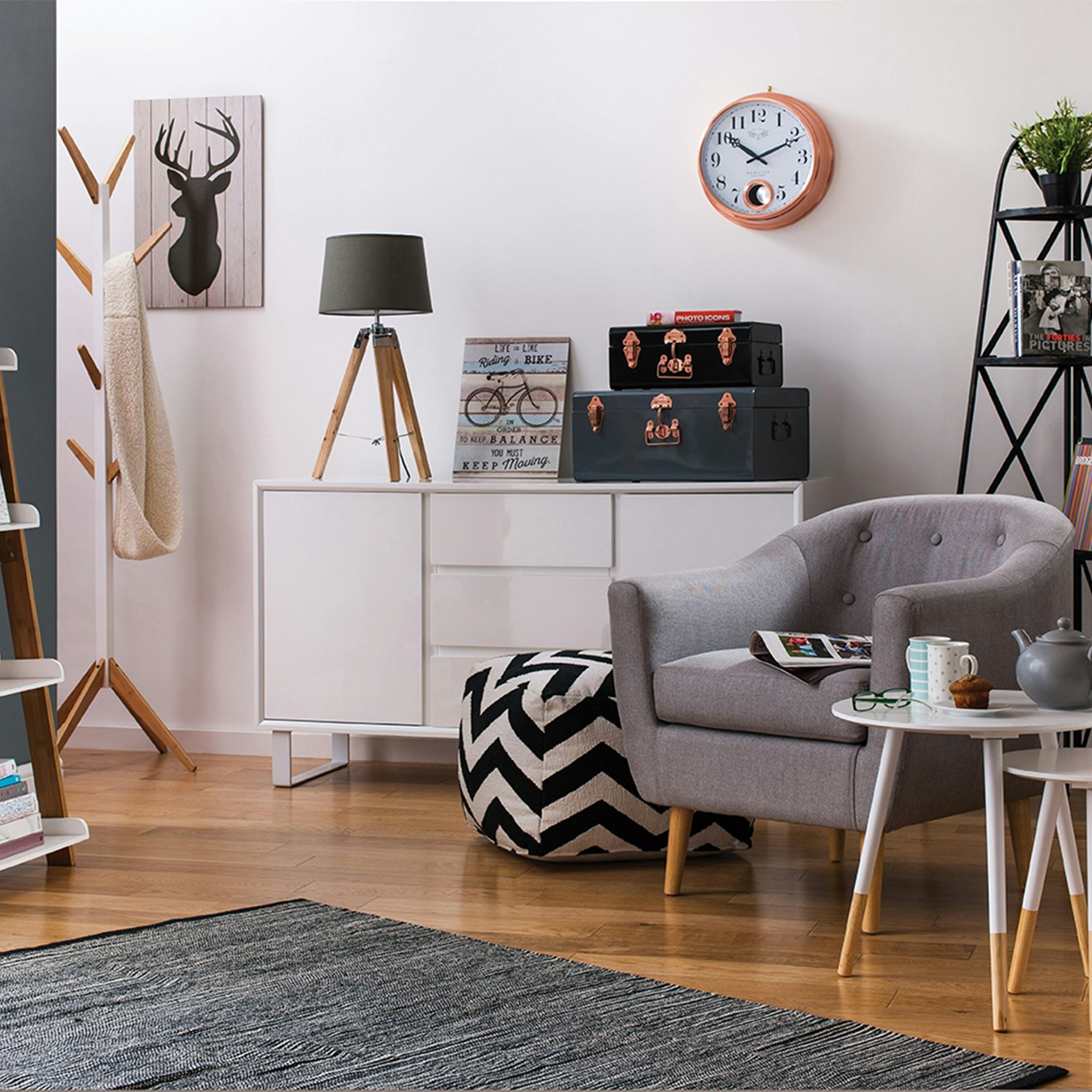 Tripod Table Lamp - Grey - Wood by Fifty Five South