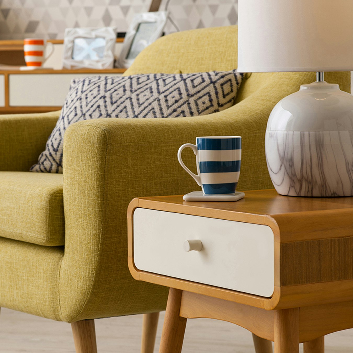 Whitley Table Lamp - White - Ceramic / Fabric by Fifty Five South