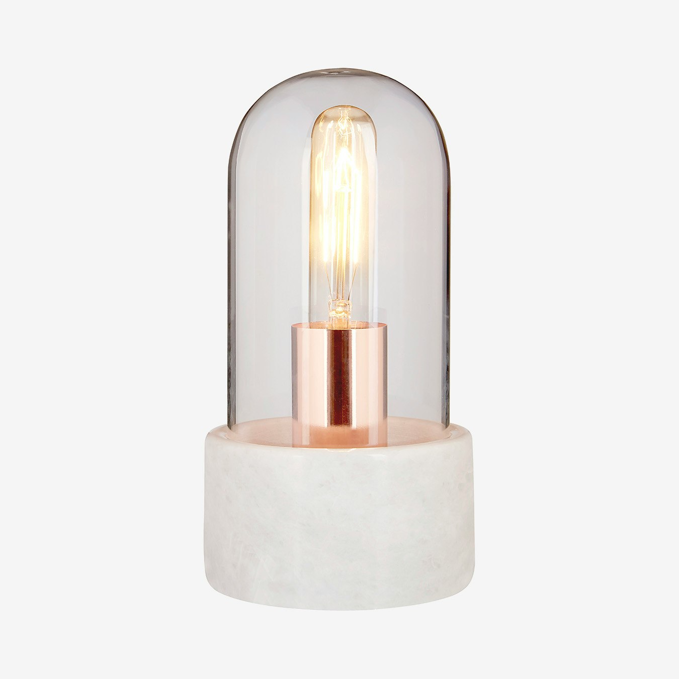 Lamonte Bell Lamp - Clear / White - Glass / Marble by Fifty Five South
