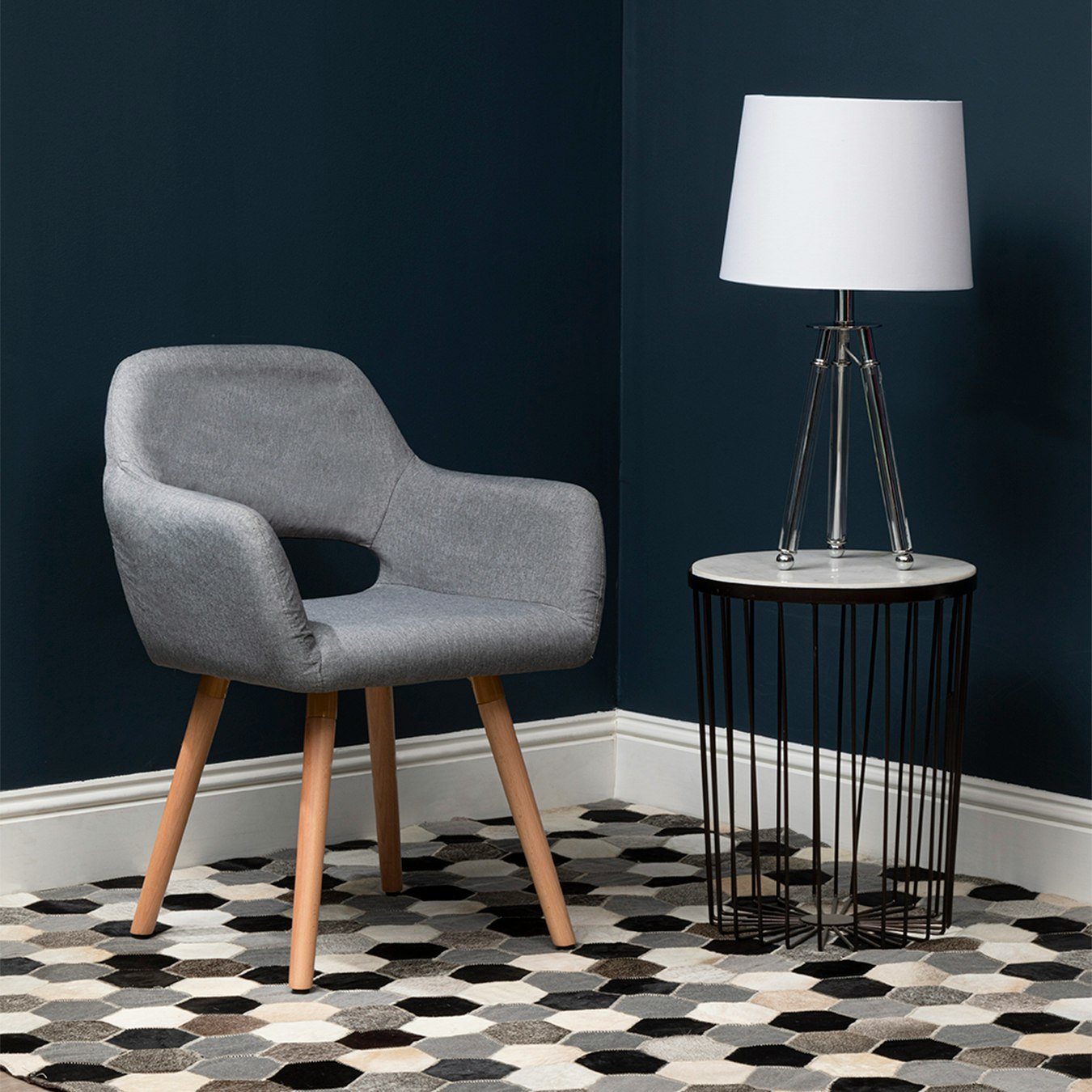Halia Tripod Table Lamp - Silver / White - Chrome / Crystal by Fifty Five South
