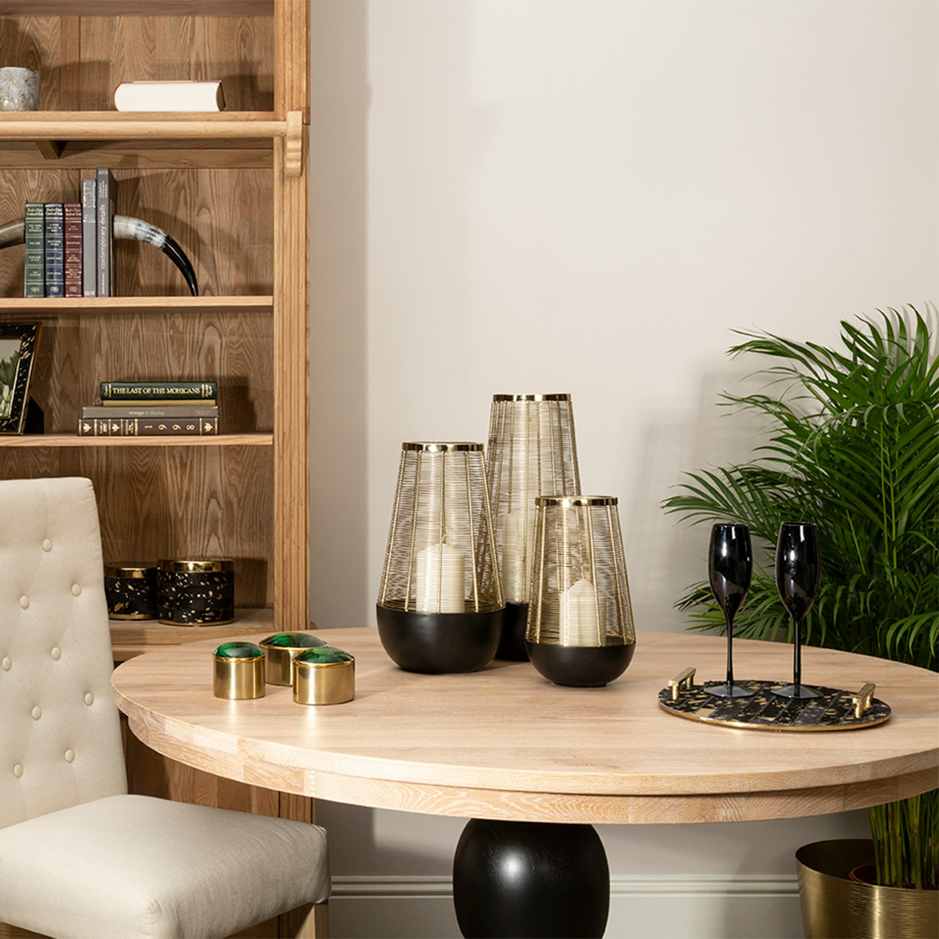 Martina Hurricane Lamp - Black / Gold by Fifty Five South