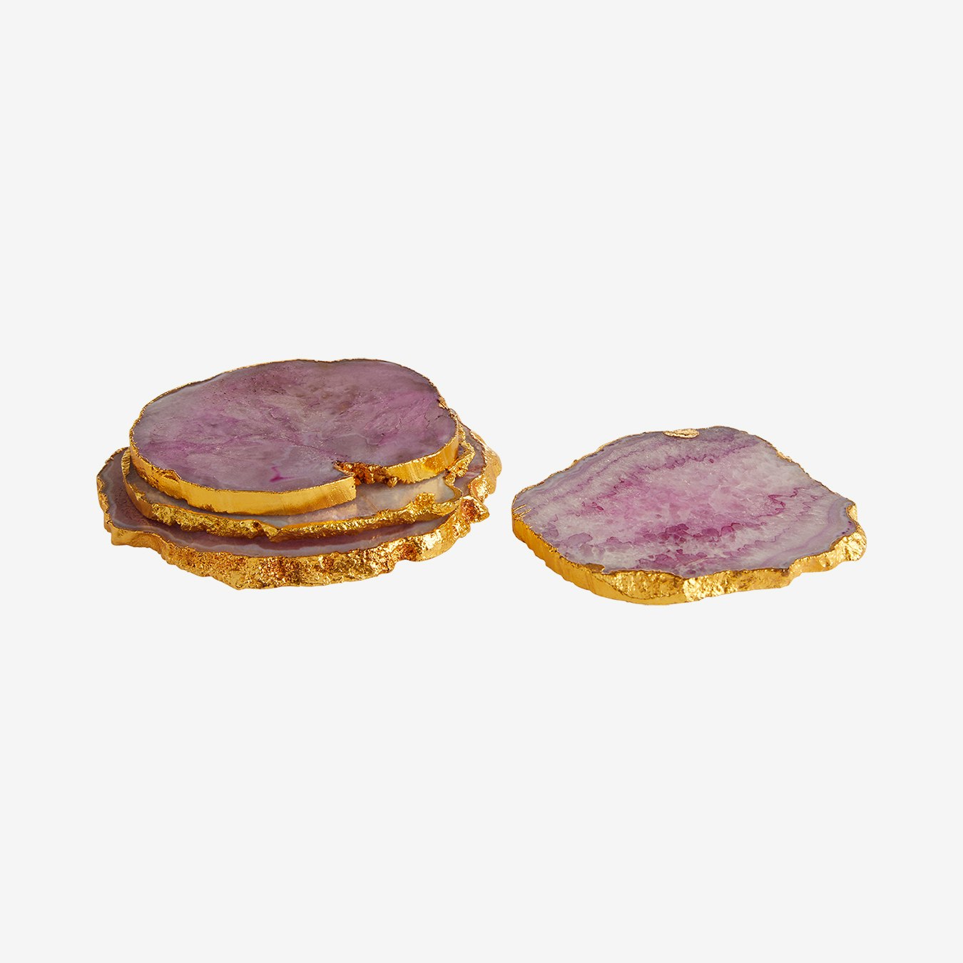 Agata Coasters - Pink / Gold - Agate / Gold Foil - Set of 4 by Fifty Five South