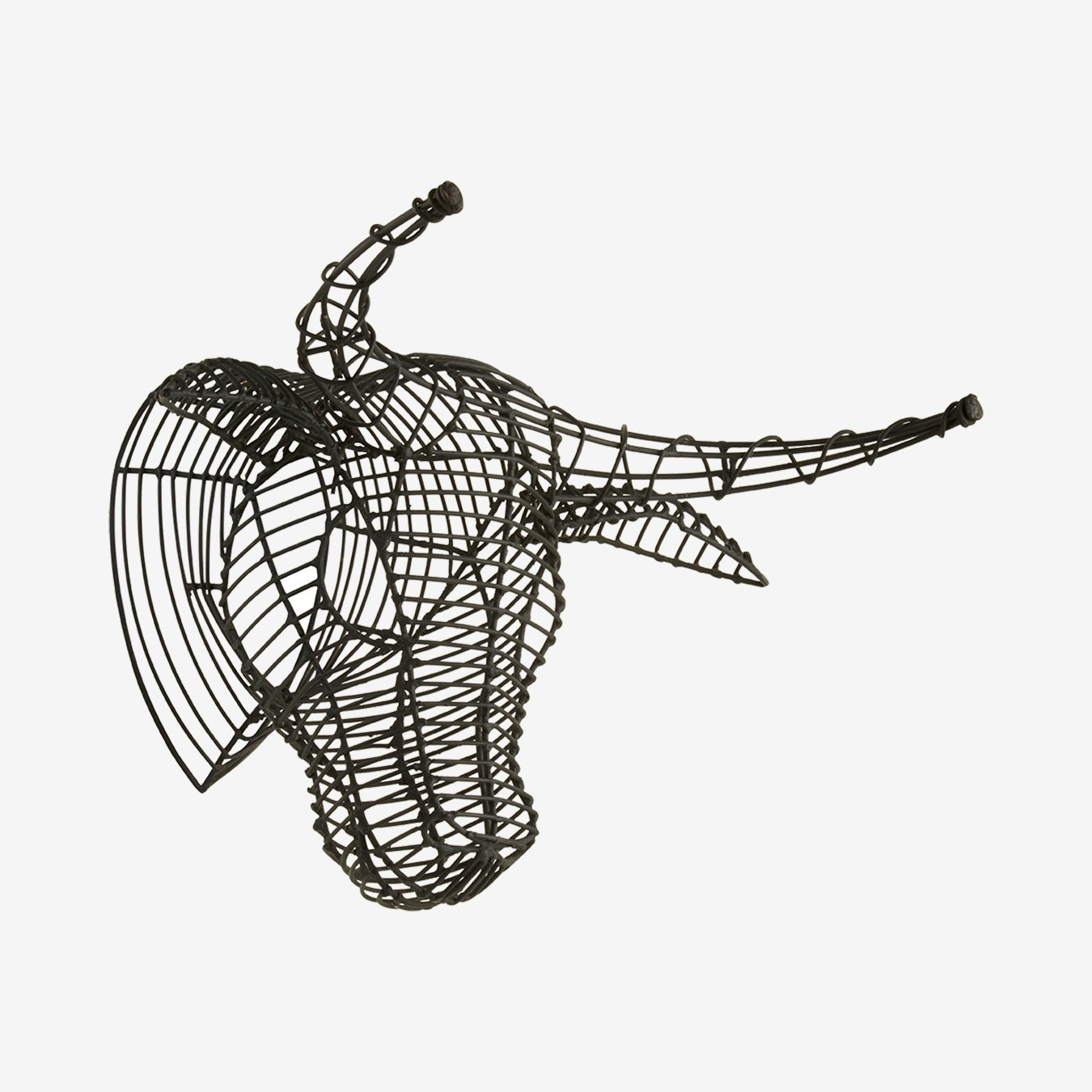 Zania Buffalo Head Sculpture - Black - Steel Wire by Fifty Five South