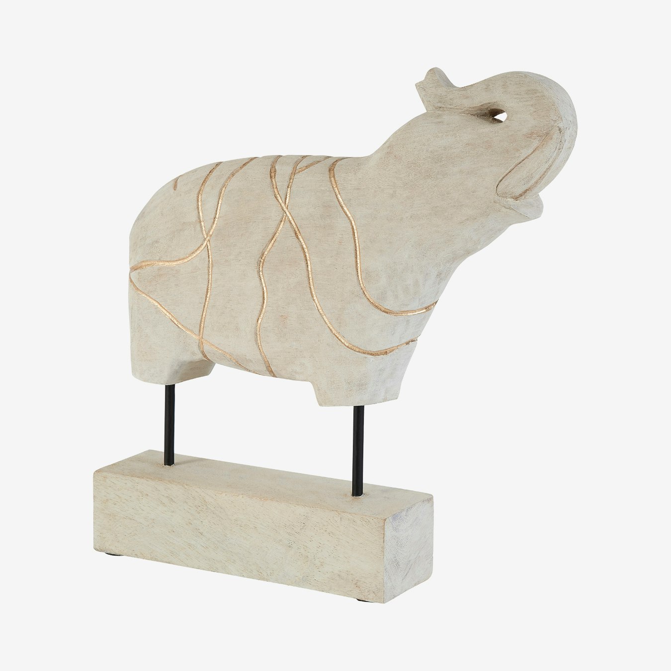 Vena Elephant Sculpture - White - Wood / Iron by Fifty Five South