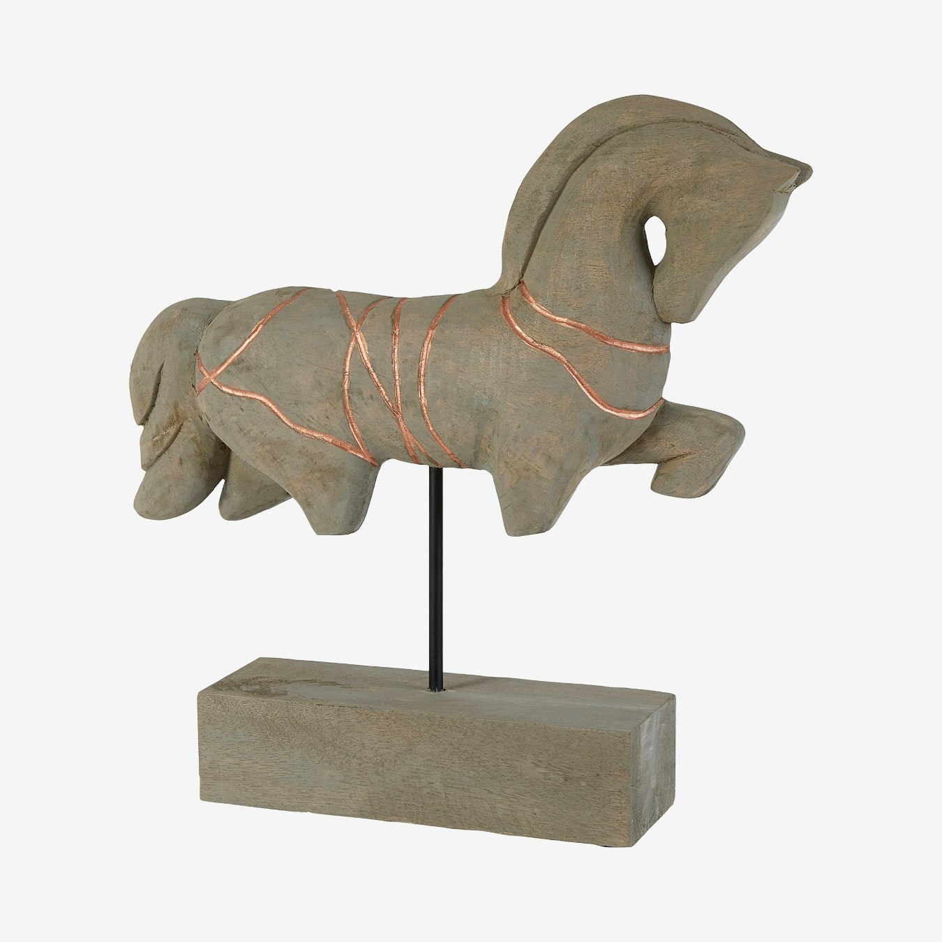 Vena Horse Sculpture - Natural / Copper - Wood / Iron by Fifty Five South