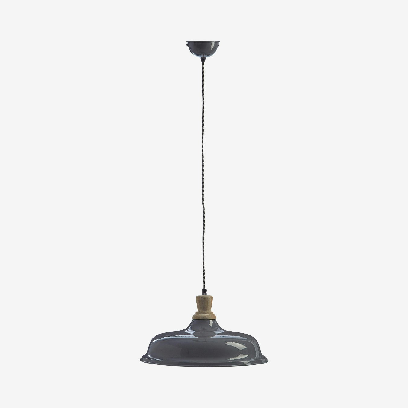 Oslo Pendant Light - Grey - Iron / Wood by Fifty Five South