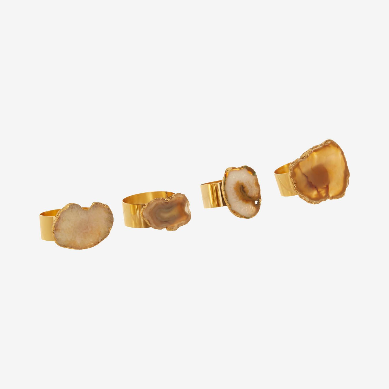 Agata Napkin Rings - Gold - Agate / Gold - Set of 4 by Fifty Five South