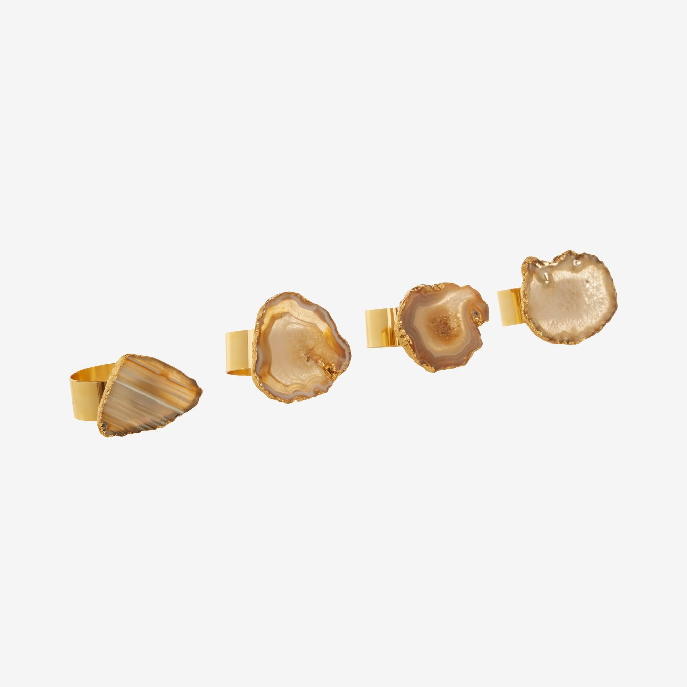 Agata Napkin Rings - Grey - Agate / Gold - Set of 4 by Fifty Five South