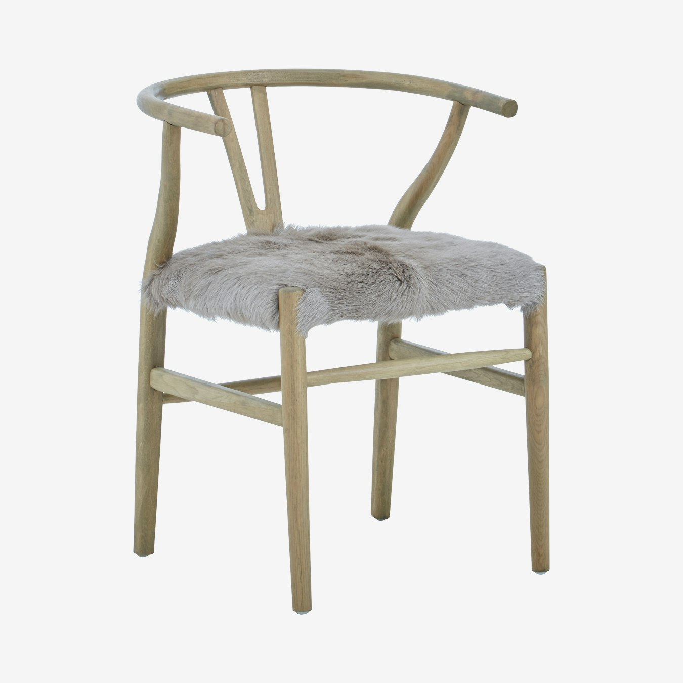 Hazel Y Back Chair - Grey - American Oak / Fur by Fifty Five South
