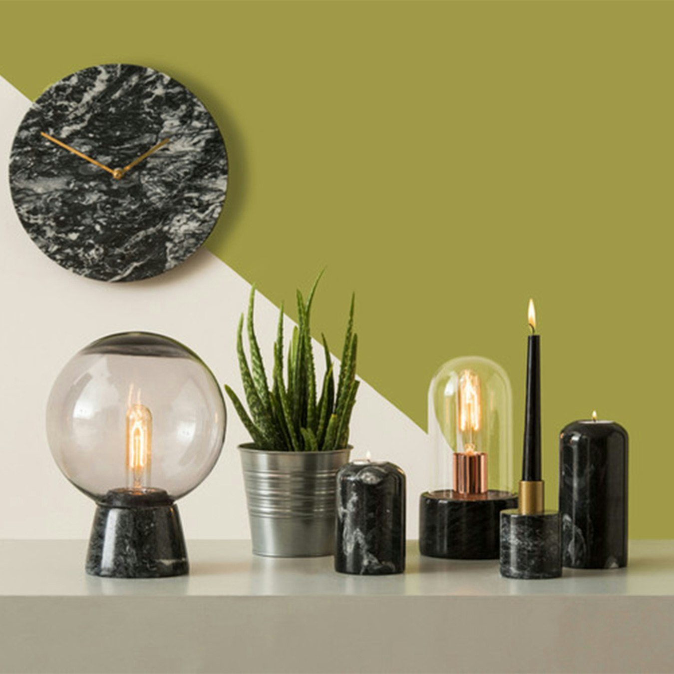 Lamonte Wall Clock - Black - Marble by Fifty Five South