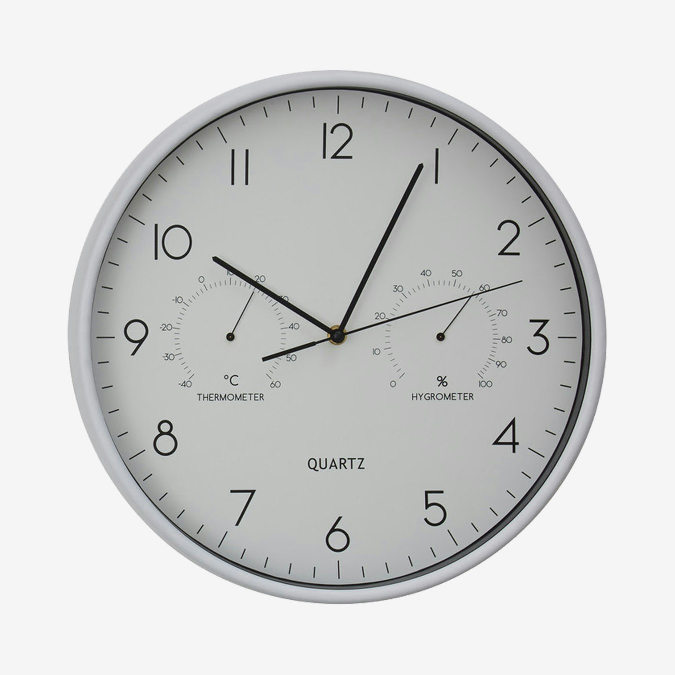 Elko Wall Clock with Temperature / Humidity Dials - White by Fifty Five South