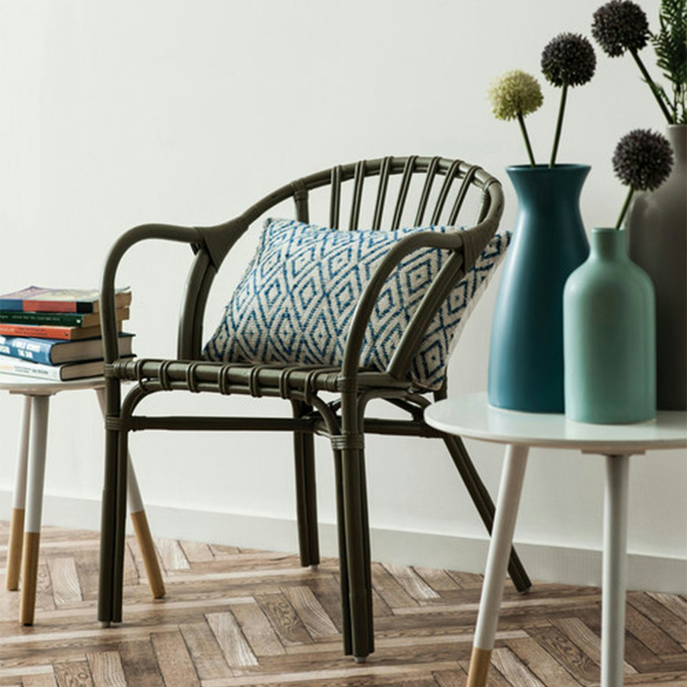 Havana Low Armchair - Grey - Rattan by Fifty Five South