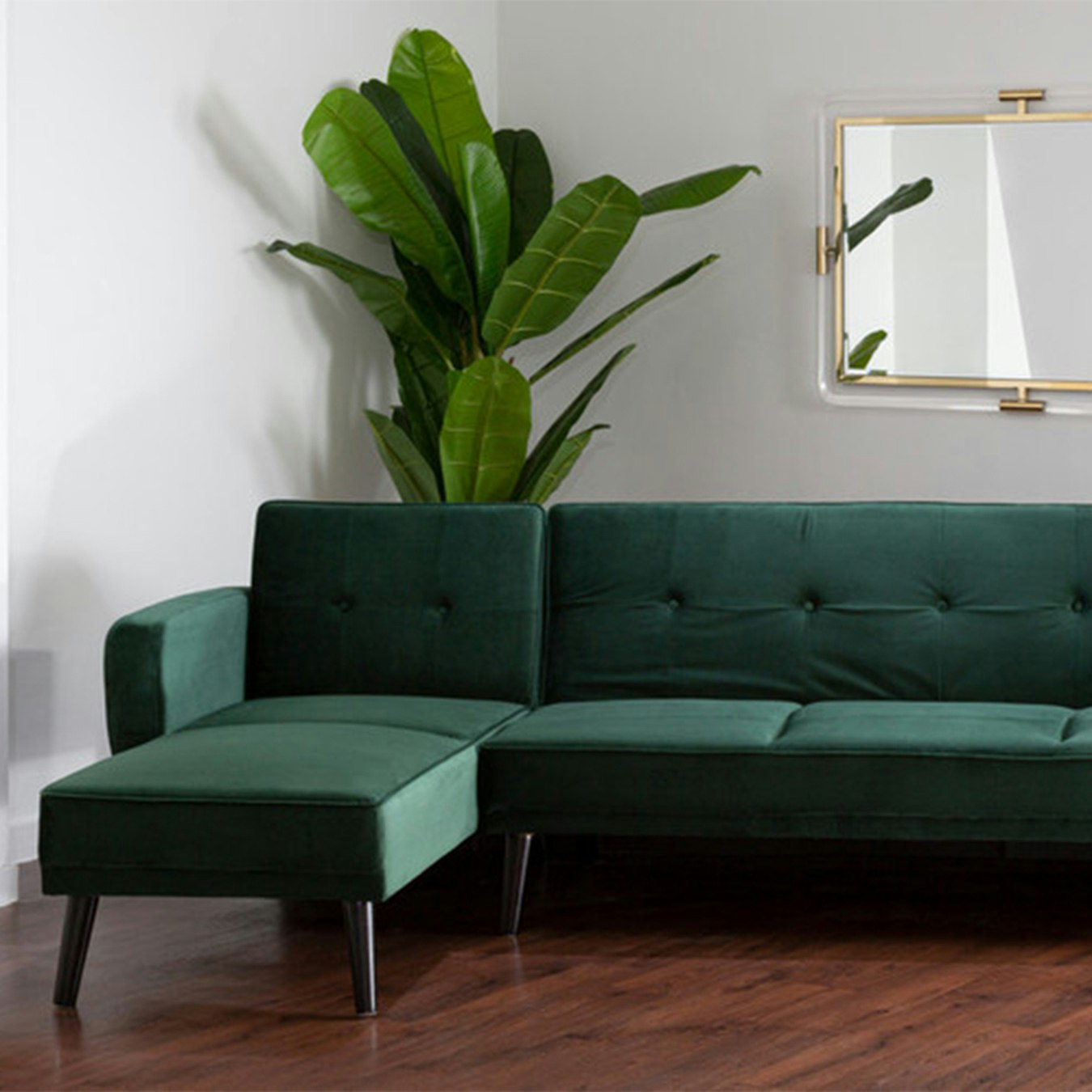 Serene 3 Seat Sofa Bed - Green / Black - Velvet by Fifty Five South