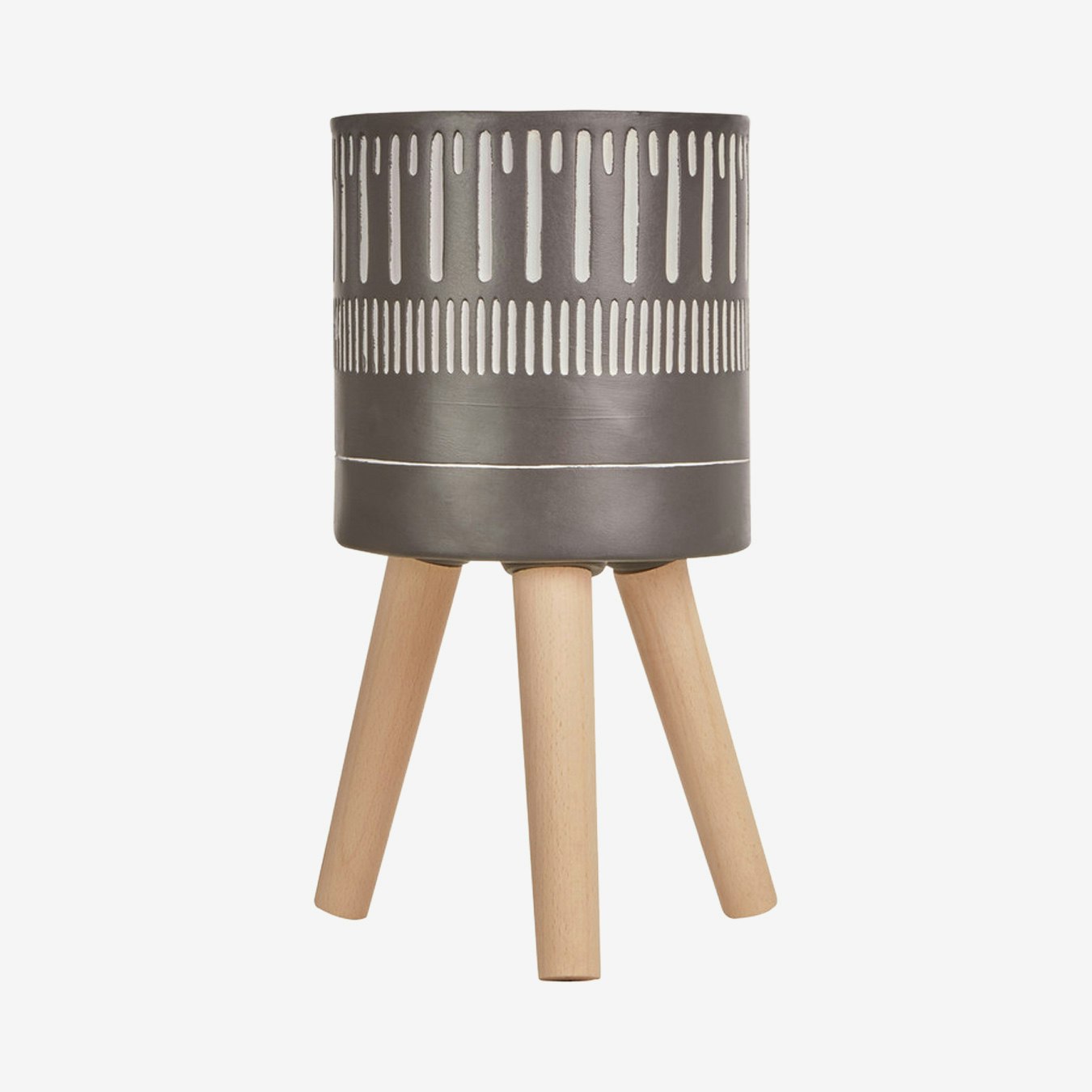 Darnell Planter - Black / White - Beechwood / Fibreglass by Fifty Five South