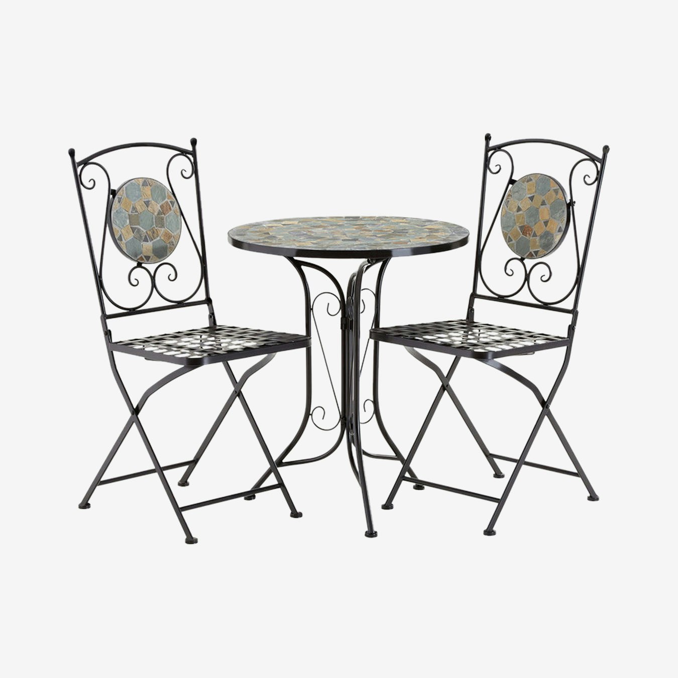 Amalfi Table Set - Grey - Stone / Iron - Set of 3 by Fifty Five South