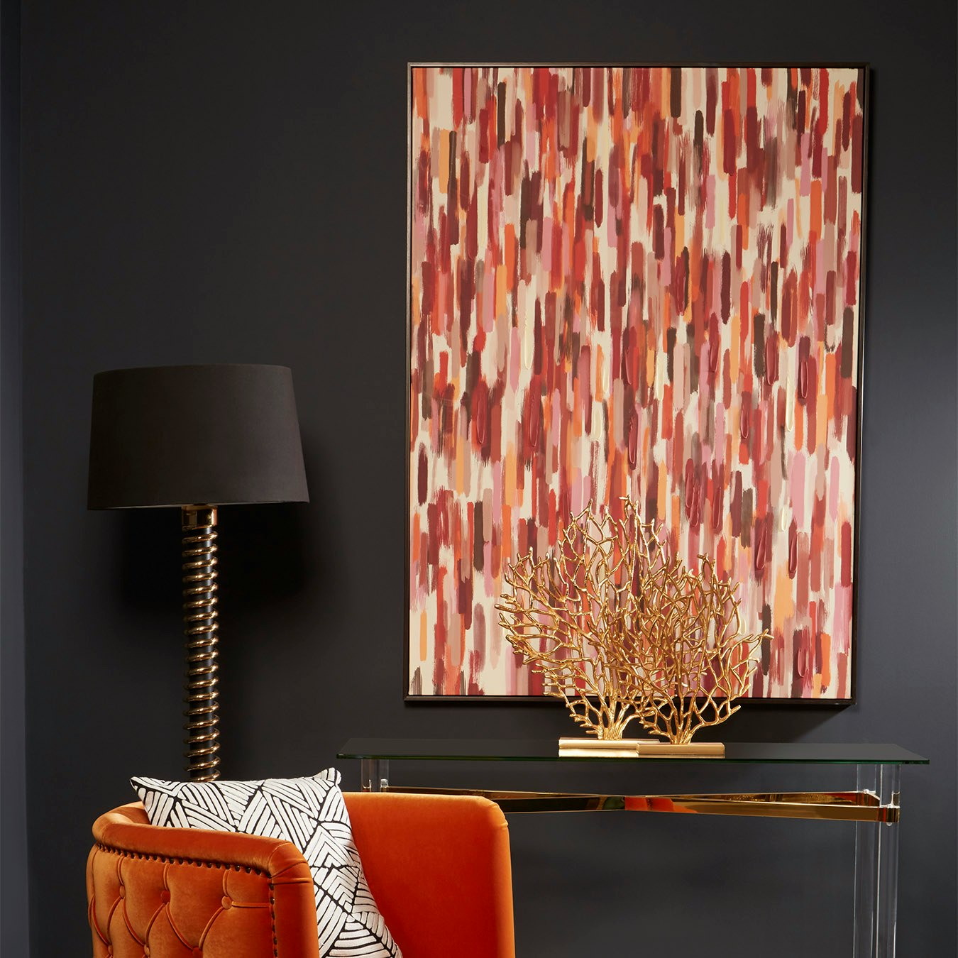 Astratto Oil Painting Wall Art Canvas - Red by Fifty Five South