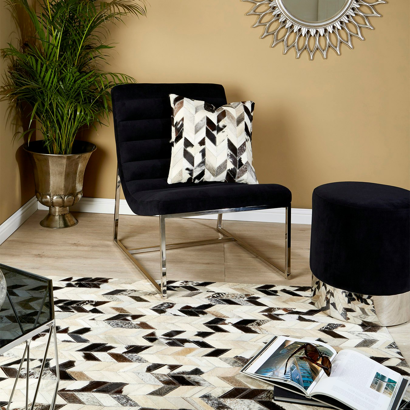 Vogue Round Stool - Black by Fifty Five South