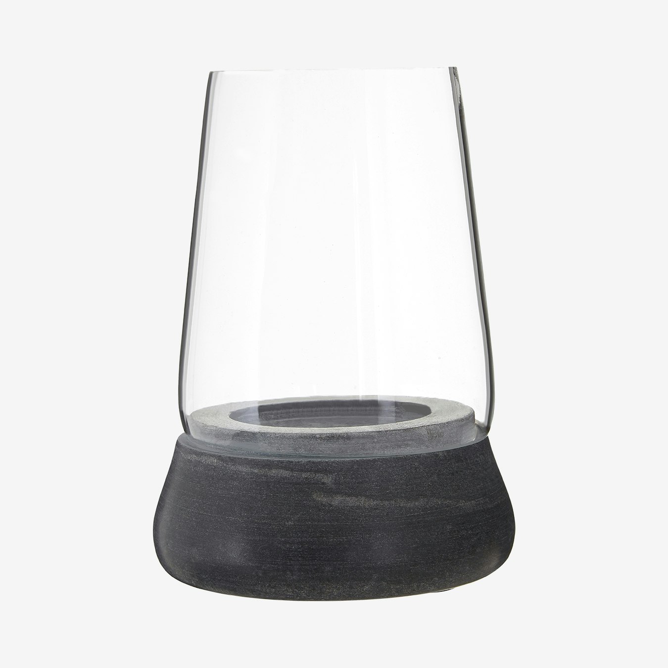 Kira Hurricane Candle Holder - Grey - Glass / Marble by Fifty Five South