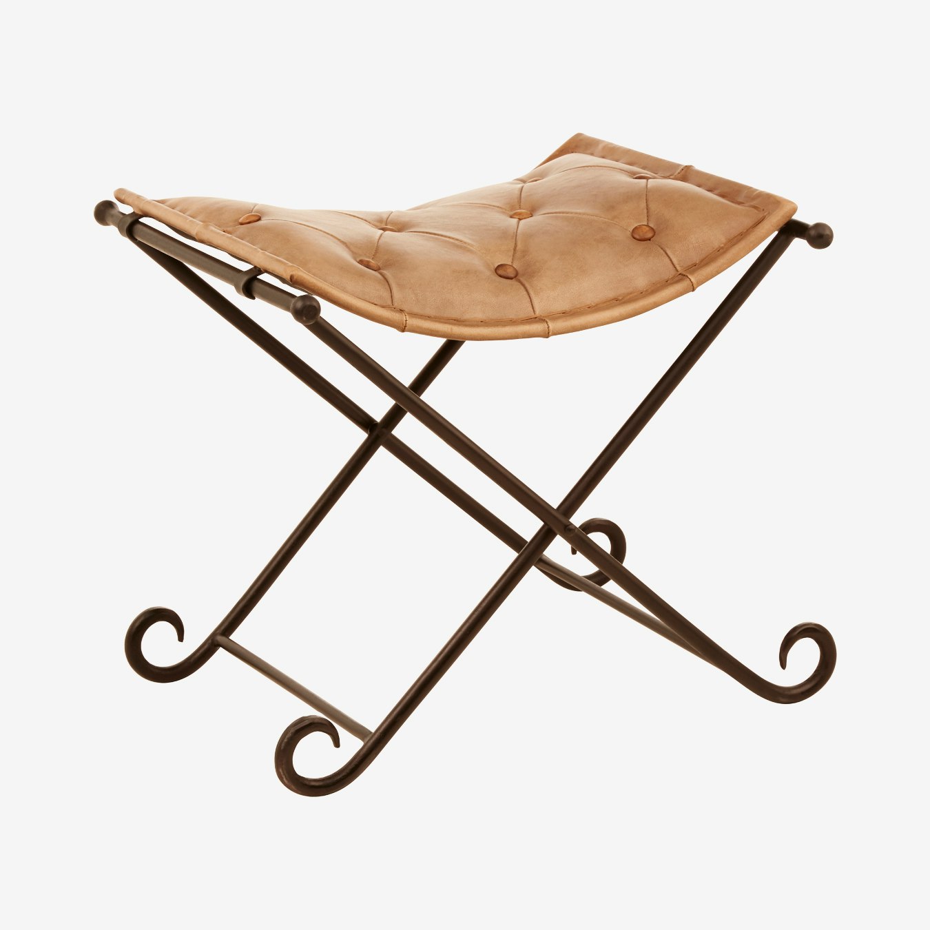 Buffalo Folding Stool - Light Brown by Fifty Five South