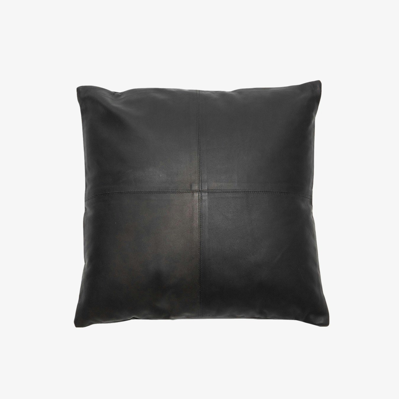 The Four Panel Leather Cushion Cover - Black