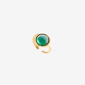 Chloe Large Green Onyx Ring - Gold