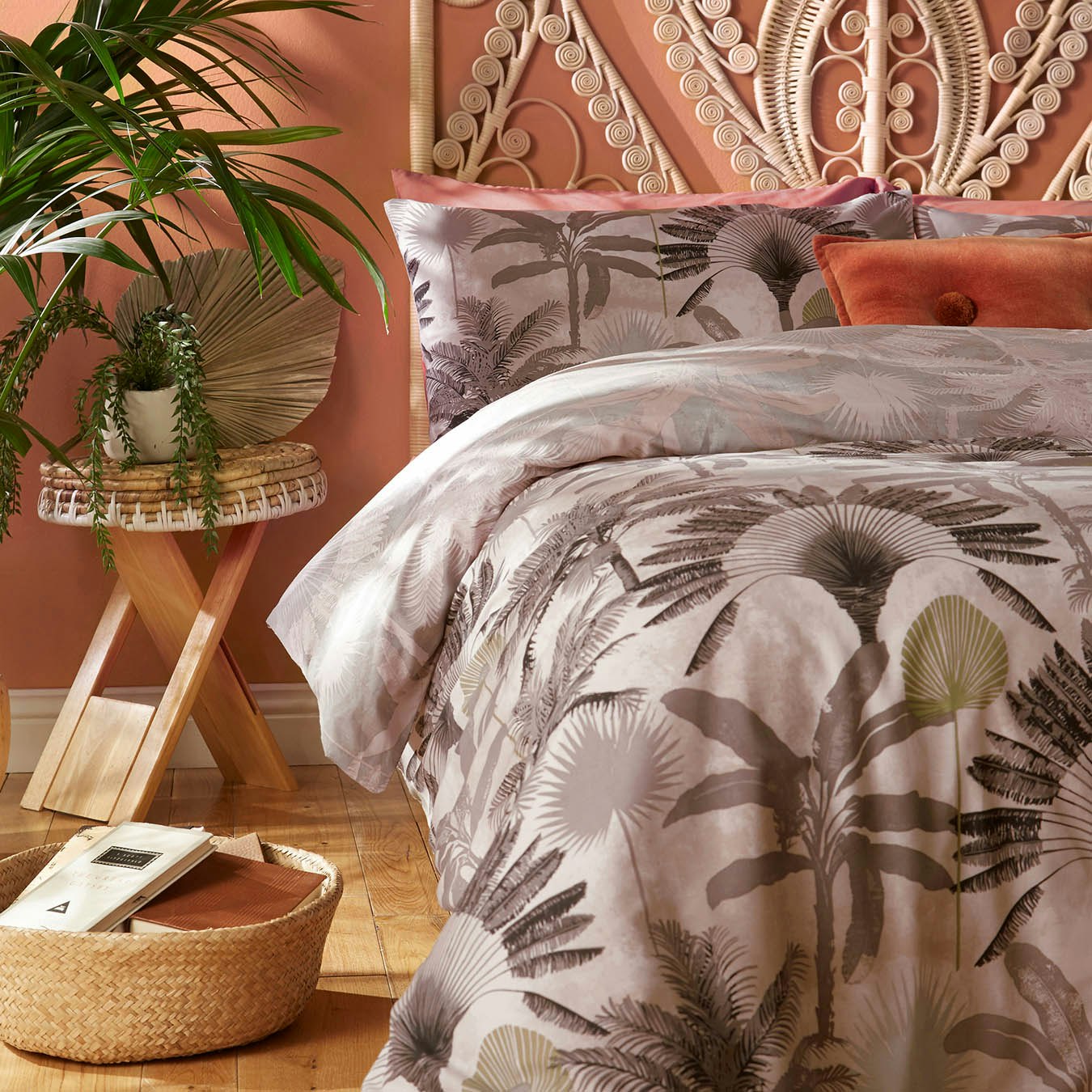 Malaysian Palm Duvet Set - Dusky Blush by Riva Home
