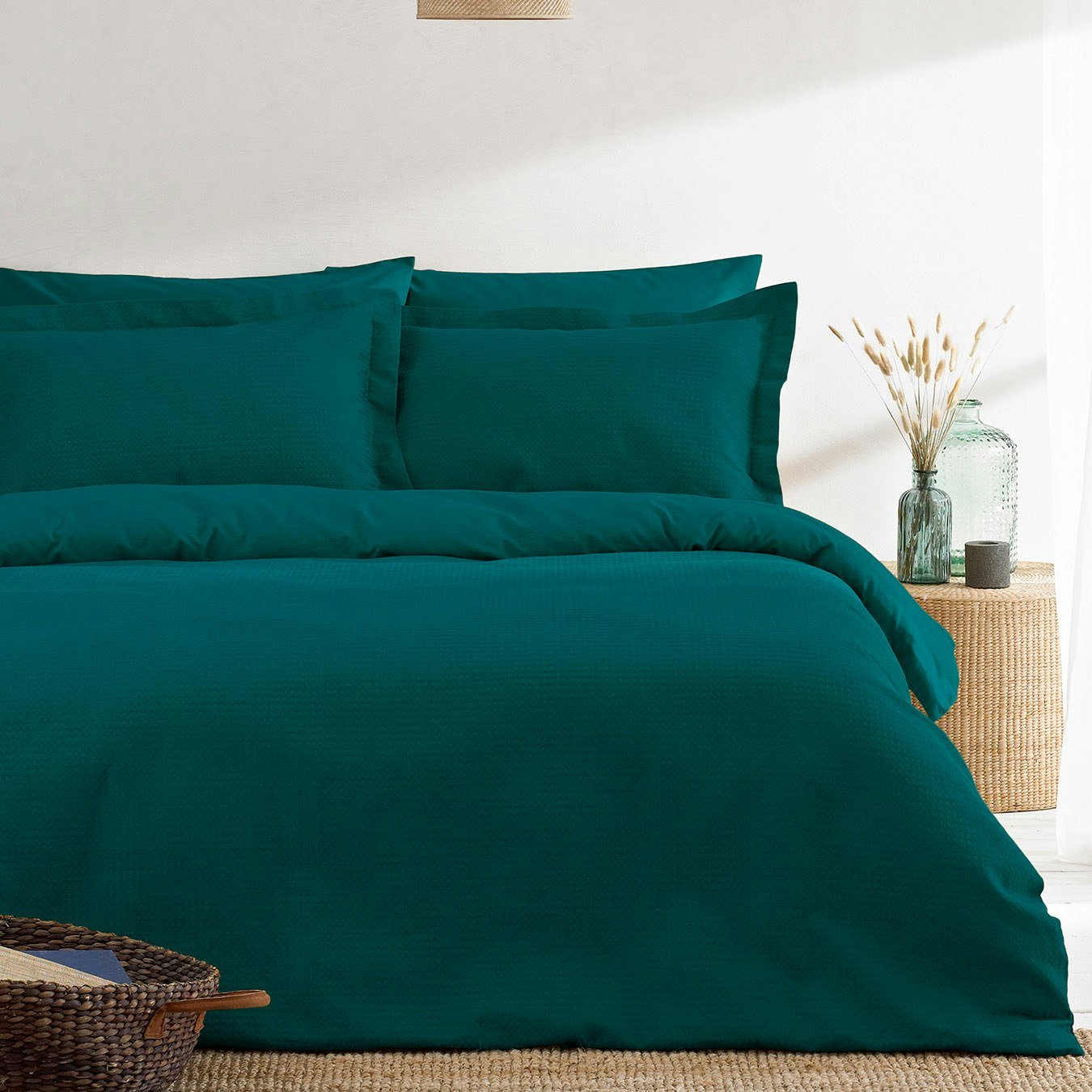 Waffle Duvet Set - Teal by Riva Home