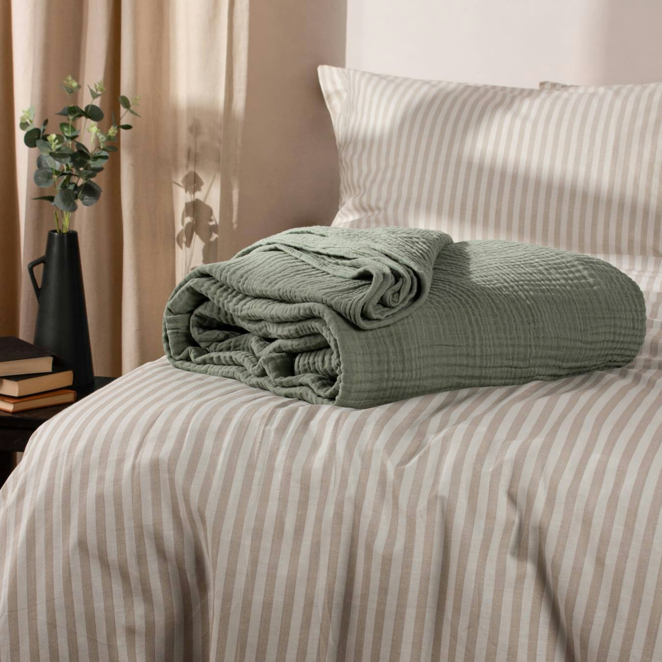Lark Layered Muslin 100% Cotton Throw - Eucalyptus by Riva Home