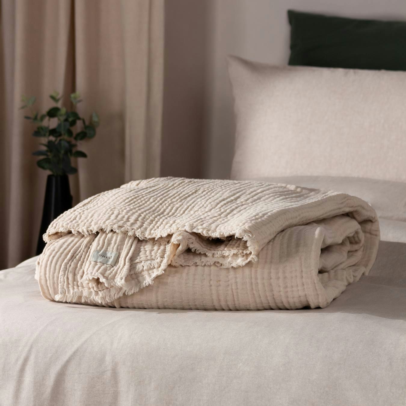 Lark Layered Muslin 100% Cotton Throw - Natural by Riva Home