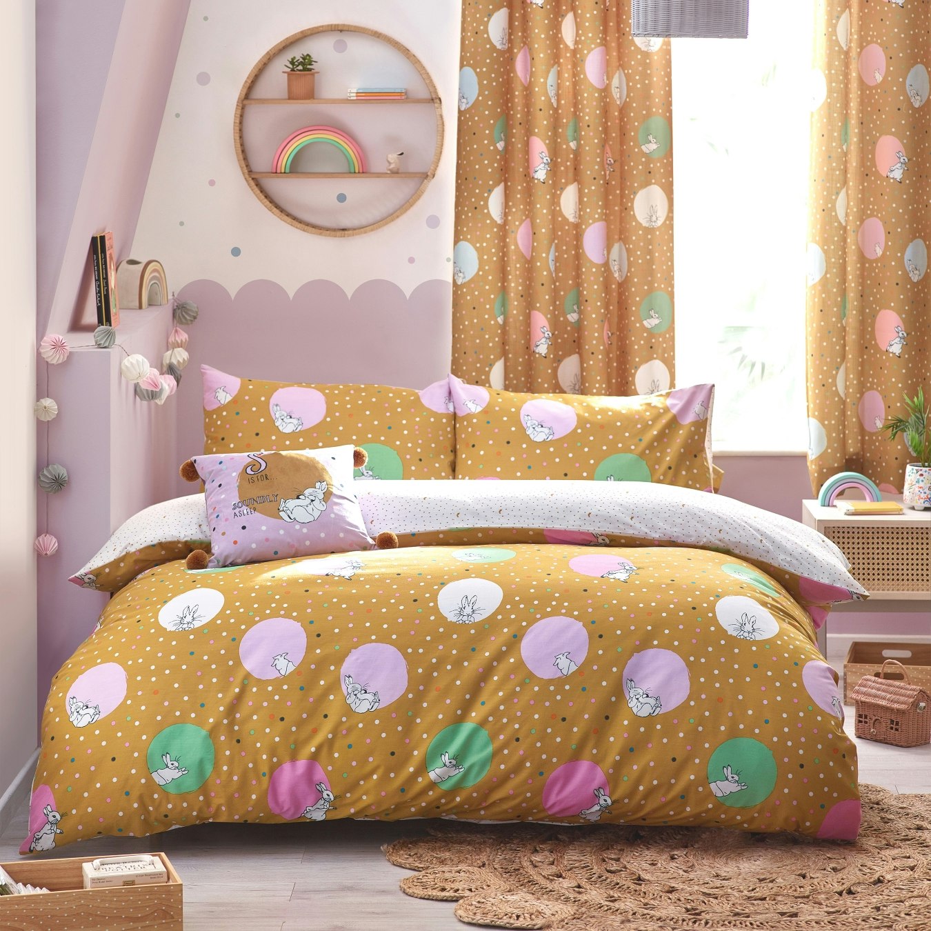 Peter Rabbit Dotty Duvet Set - Ochre by Riva Home