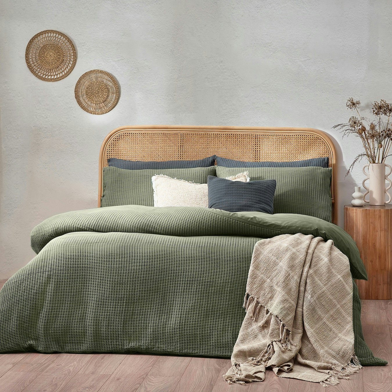 Chunky Waffle Duvet Set - Eucalyptus by Riva Home