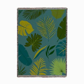 Tropical Jungle Leaves Woven Throw
