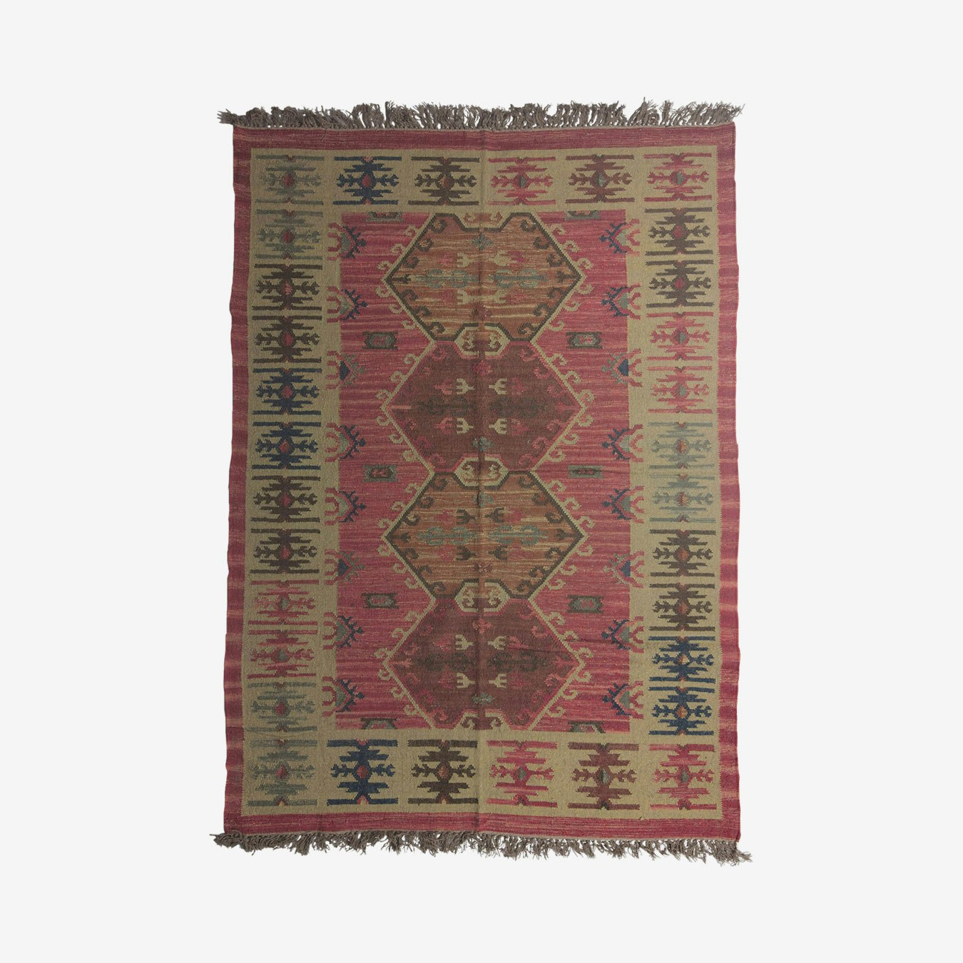 Kilim Area Rug - Multicoloured - Jute / Wool by Absolutely Natural Lifestyle