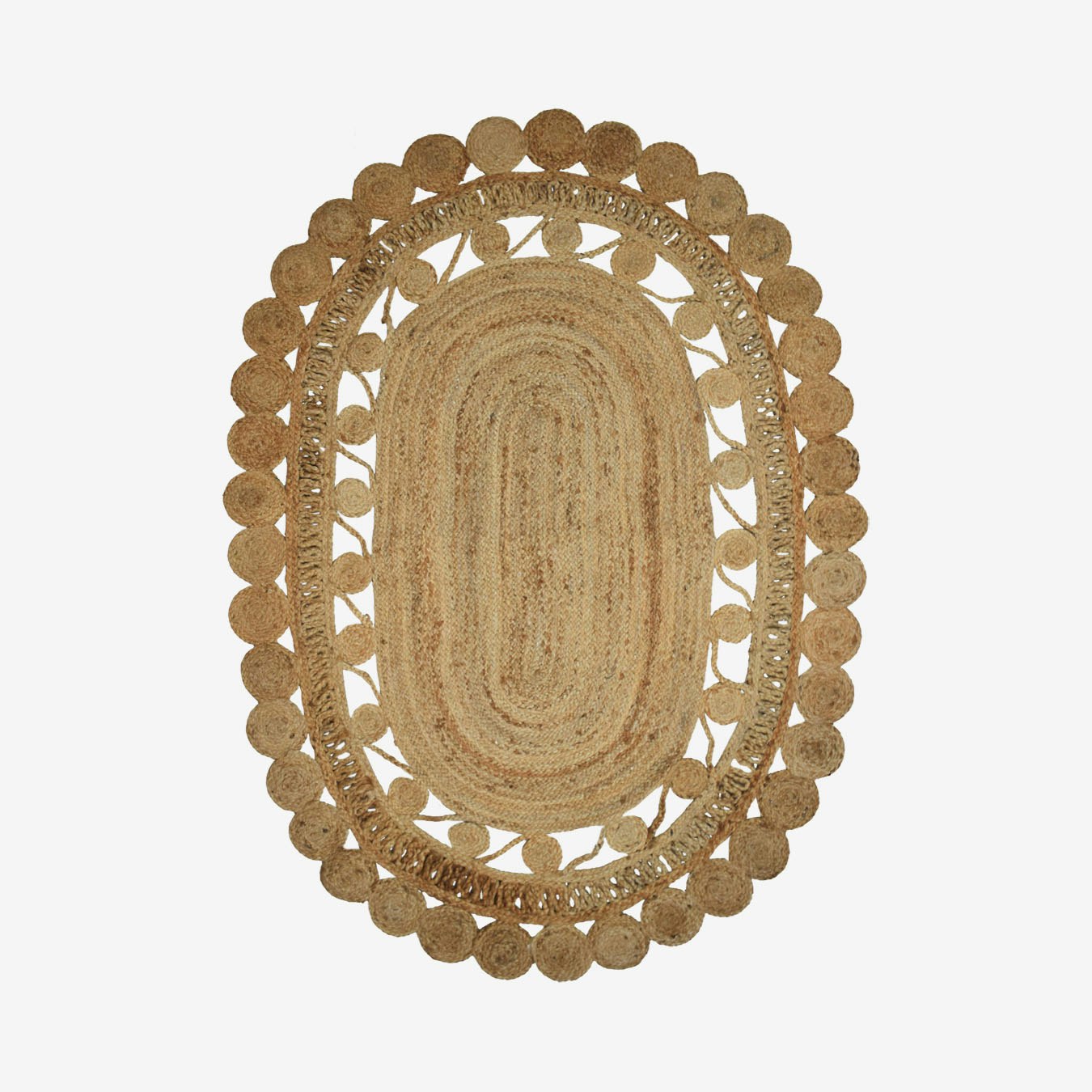 Patterned Oval Jute Area Rug - Brown by Absolutely Natural Lifestyle