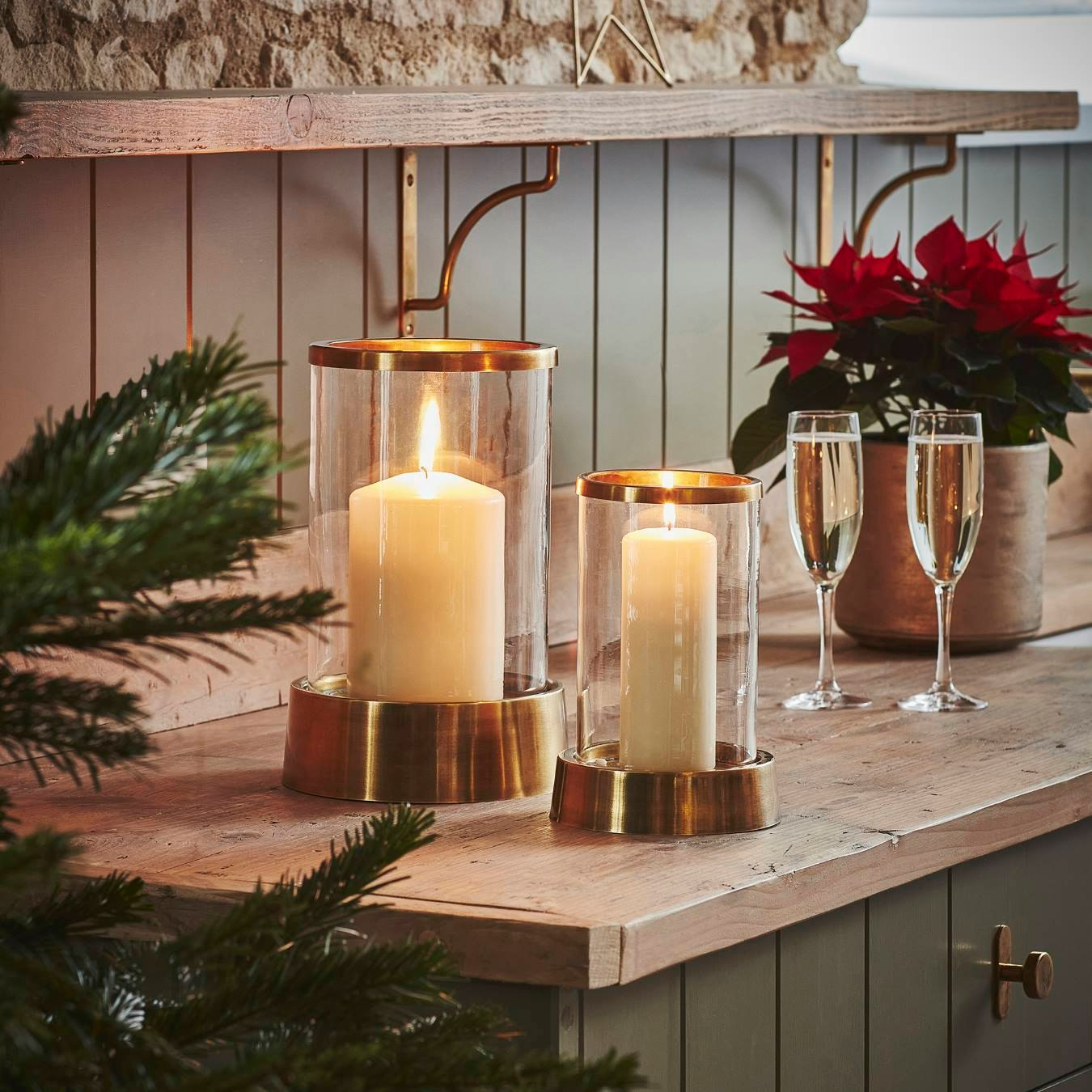 Hampton Hurricane Lantern - Antique Brass by Ivyline