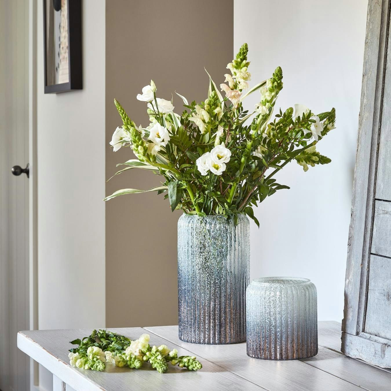 Verre Frosted Ribbed Glass Vase - Atlantic Blue by Ivyline
