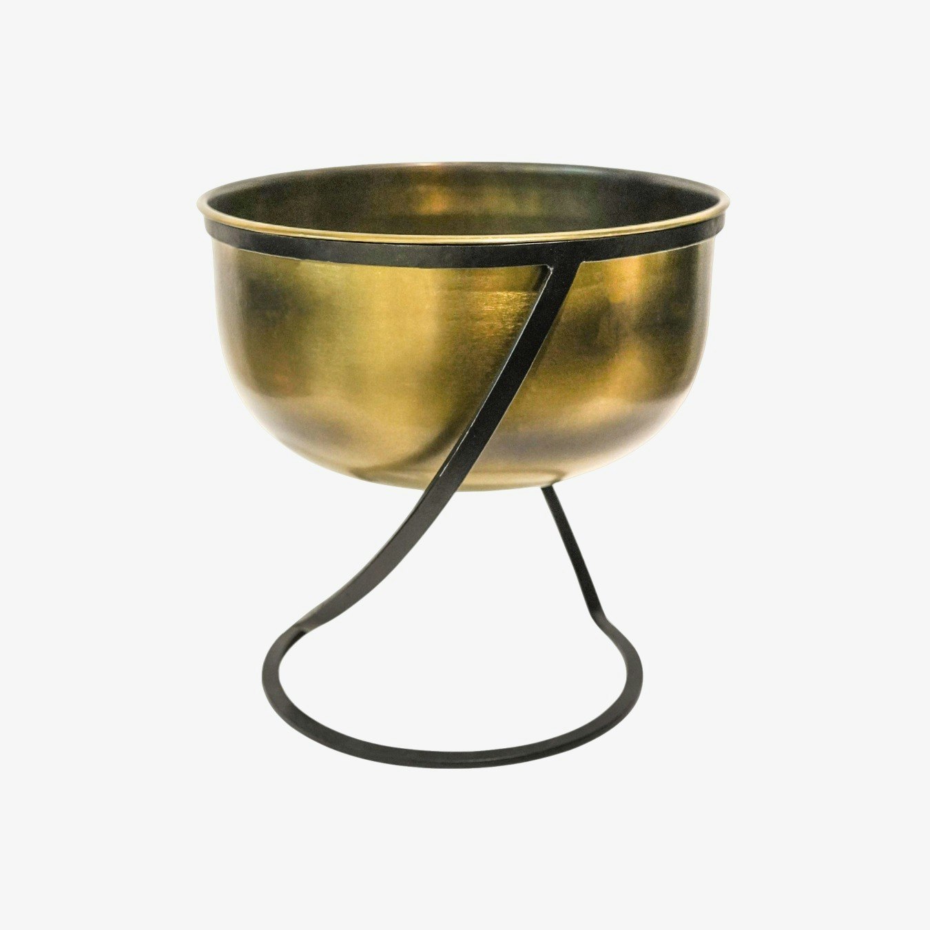 Indoor Kensington Metal Round Planter on Stand - Brass by Ivyline