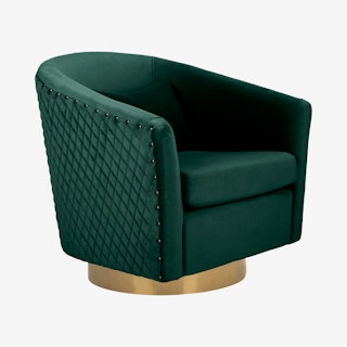 Clara Quilted Swivel Tub Chair - Emerald
