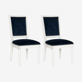 Buchanan French Brasserie Nail-heads Side Chairs - Navy / Cream - Set of 2