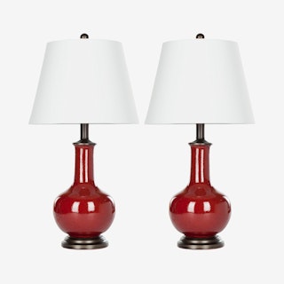 Carolanne Table Lamps - Red / White - Set of 2