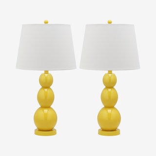 Jayne 3-Sphere Glass Table Lamps - Yellow / White - Set of 2
