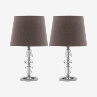 Crescendo Tiered Crystal Table Lamps - Clear / Gray - Set of 2