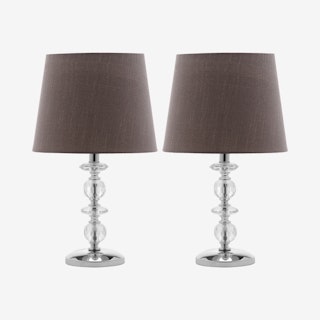 Derry Stacked Crystal Orb Table Lamps - Clear / Gray - Set of 2