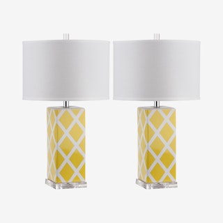 Garden Lattice Table Lamps - Yellow / White - Set of 2