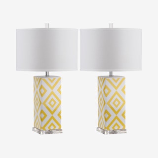 Diamonds Table Lamps - Yellow / White - Set of 2