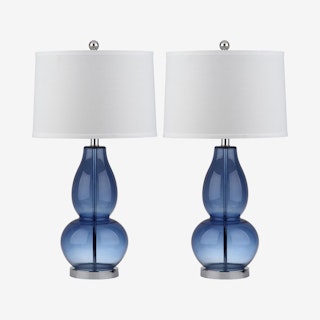 Mercurio Double Gourd Table Lamps - Blue / White - Set of 2