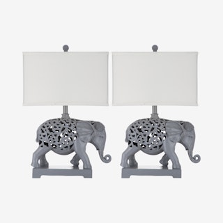 Hathi Sculpture Table Lamps - Light Grey - Set of 2
