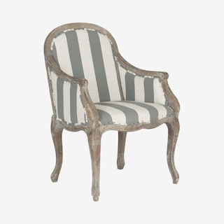 Esther Awning Stripes Armchair - Grey / Pickled Oak
