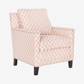 Buckler Club Chair - Peach Pink / Espresso